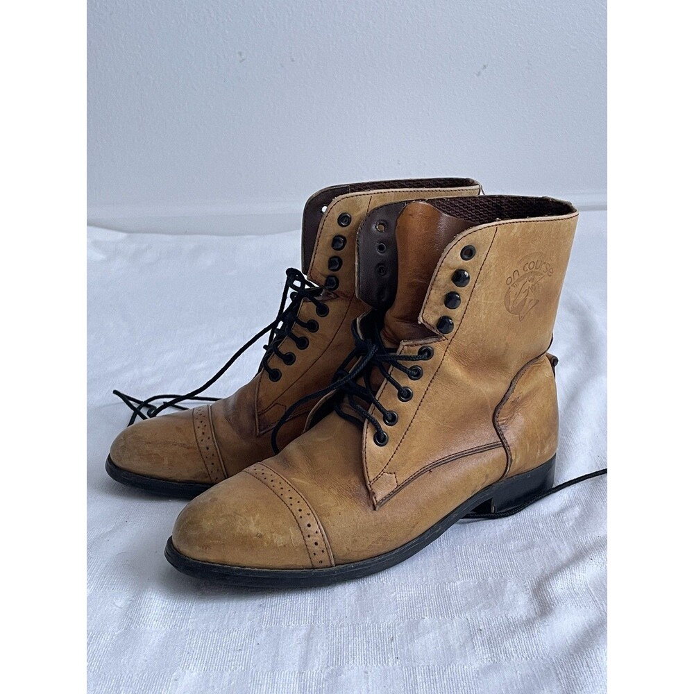 Vintage On Course Leather Riding Boots Women Size 6 Brown Cap Toe Equestrian